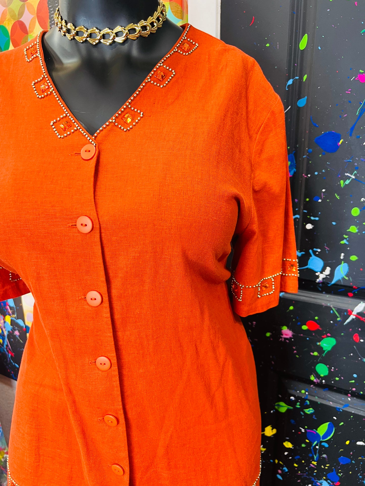 Vintage Orange Skirt Set