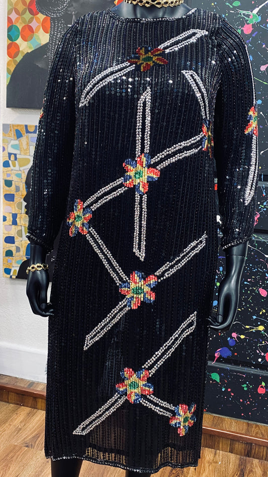 100% Silk Sequin Dress