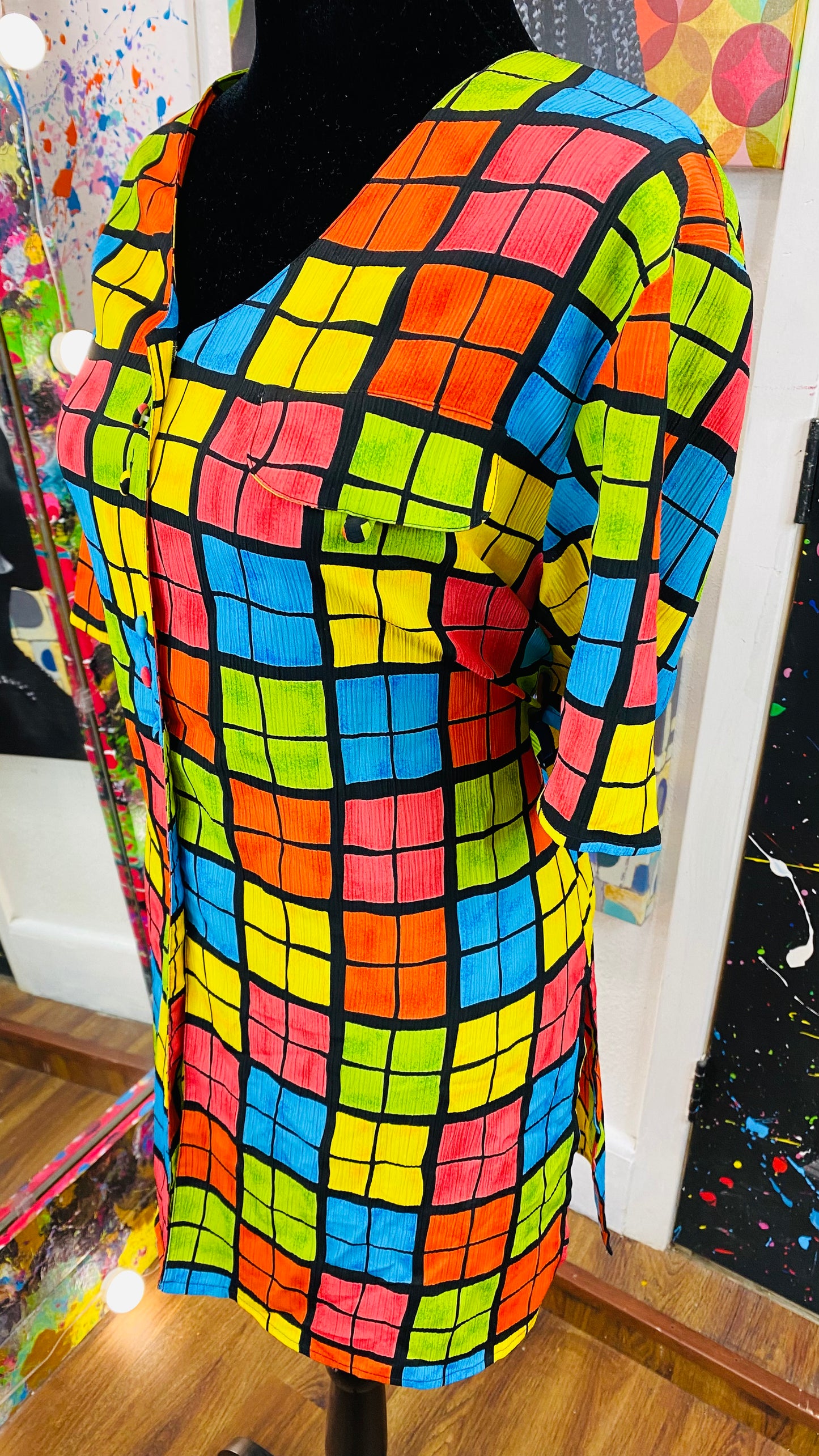 Vintage Color block Blouse