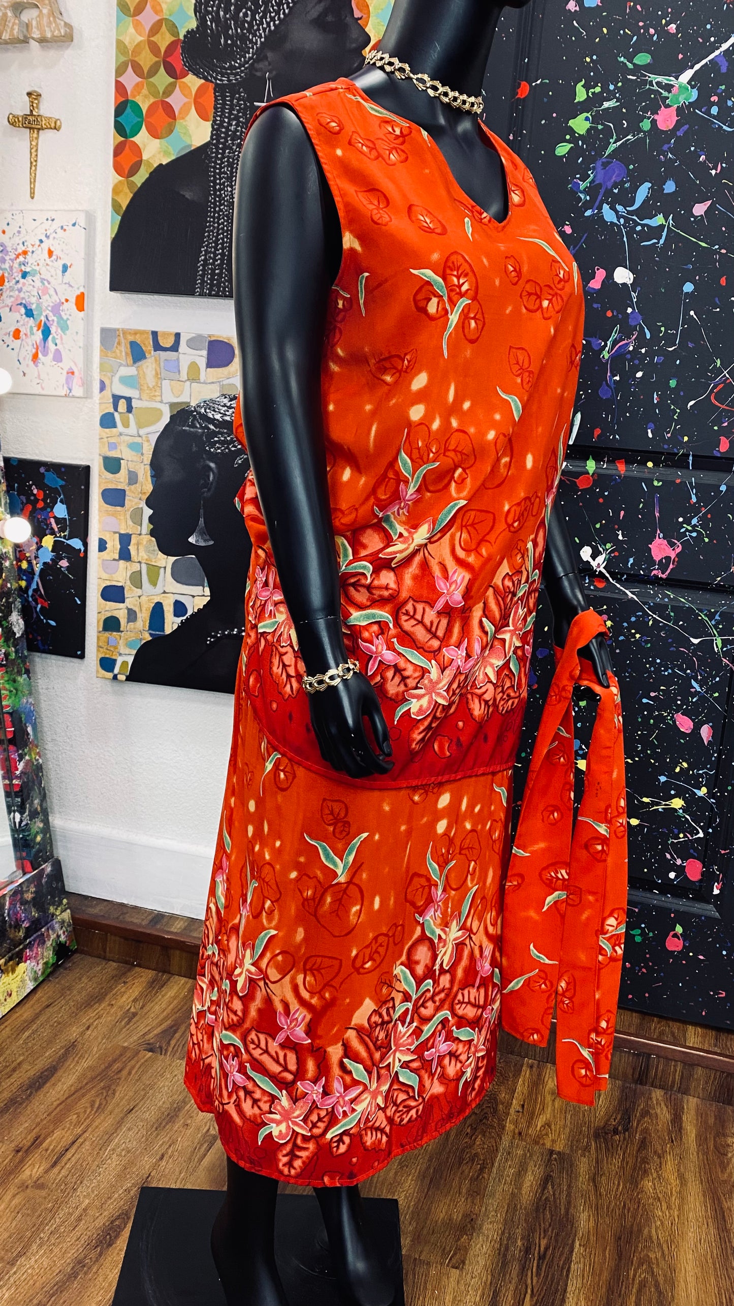 Vintage Orange Skirt Set