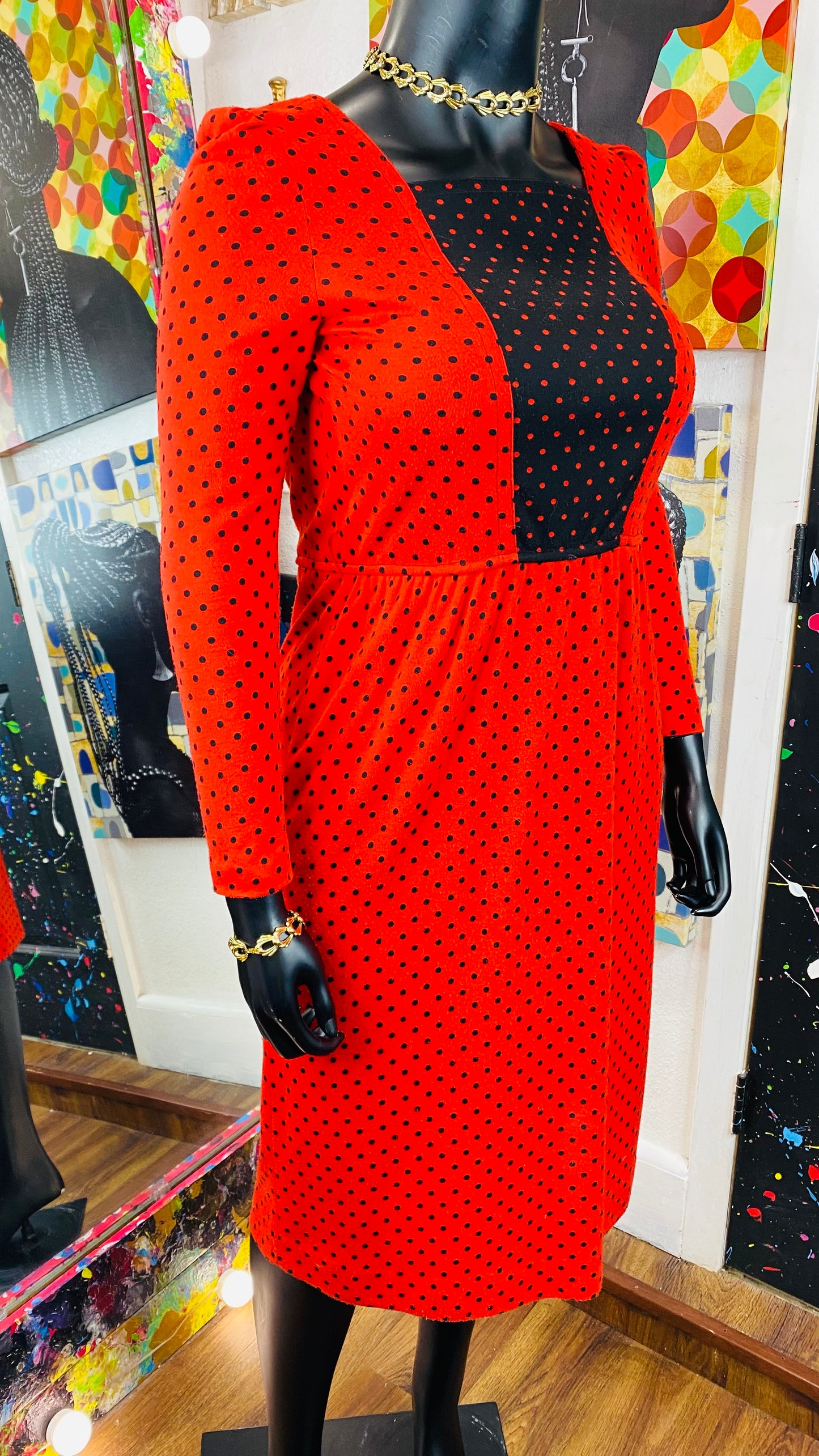 Vintage Polka Dot Dress & Sweater Set (12/14)