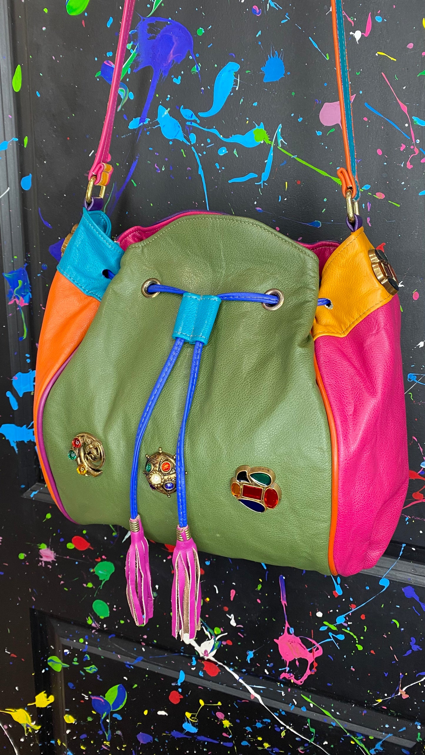 Vintage Jeweled Drawstring Bag