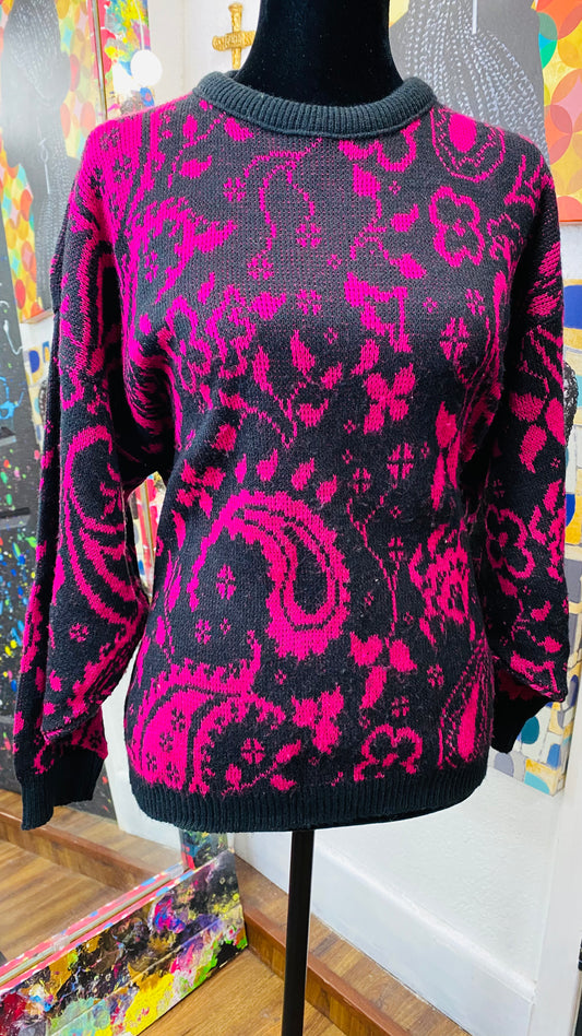 Vintage Pink & Black Bandana Sweater (14)
