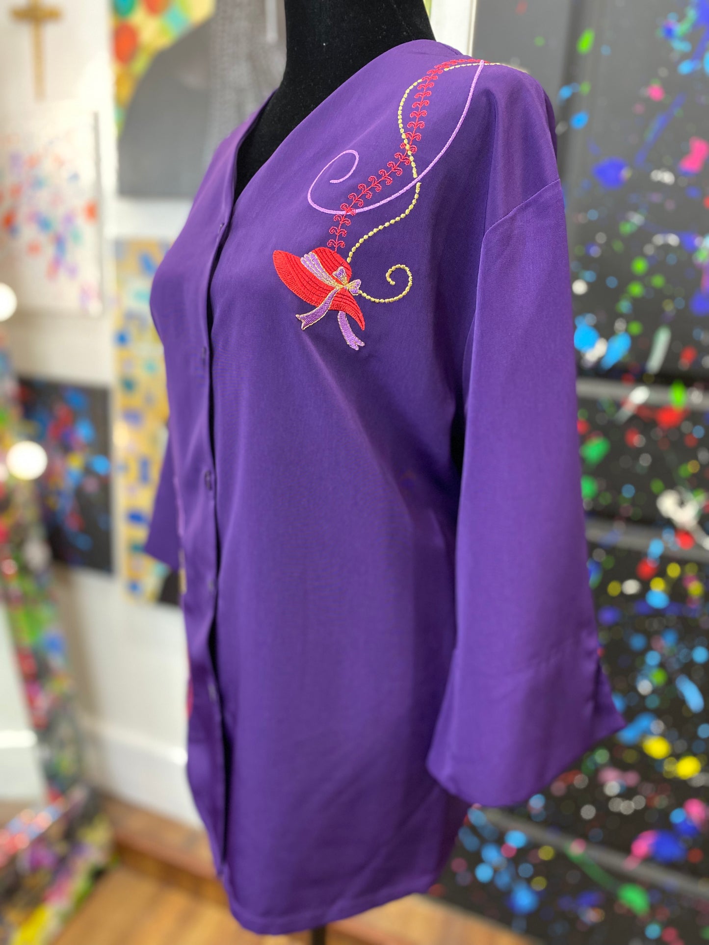Vintage Purple and Red Blouse