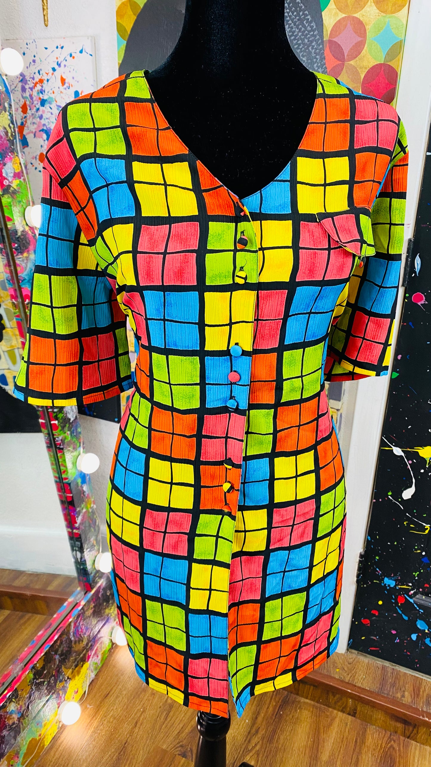Vintage Color block Blouse