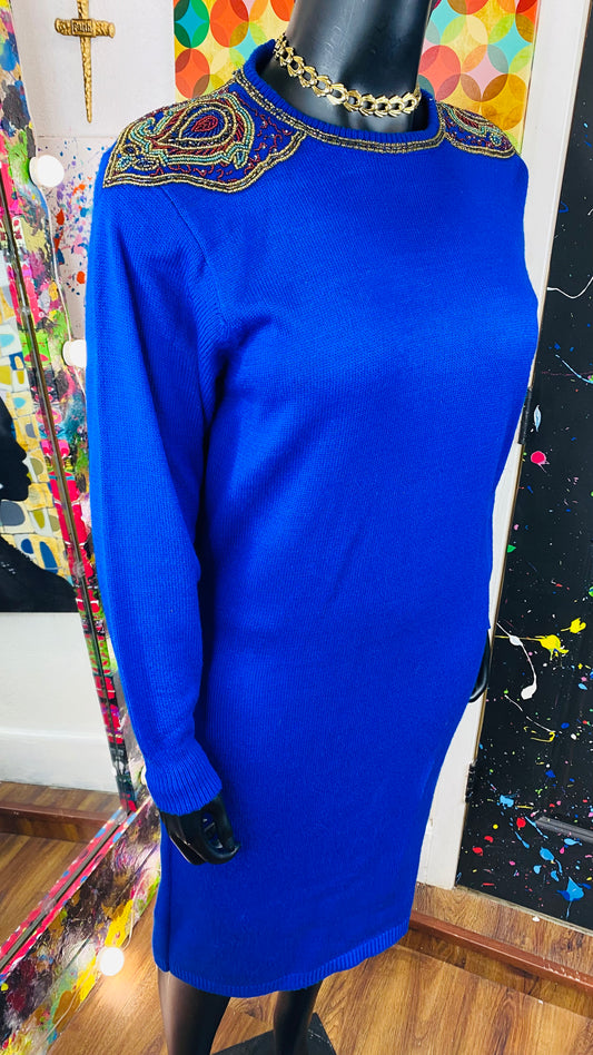 Vintage Sequin Shoulder Sweater Dress (16)