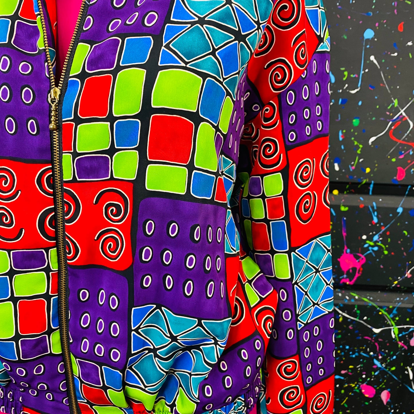 Vintage Retro Print Bomber