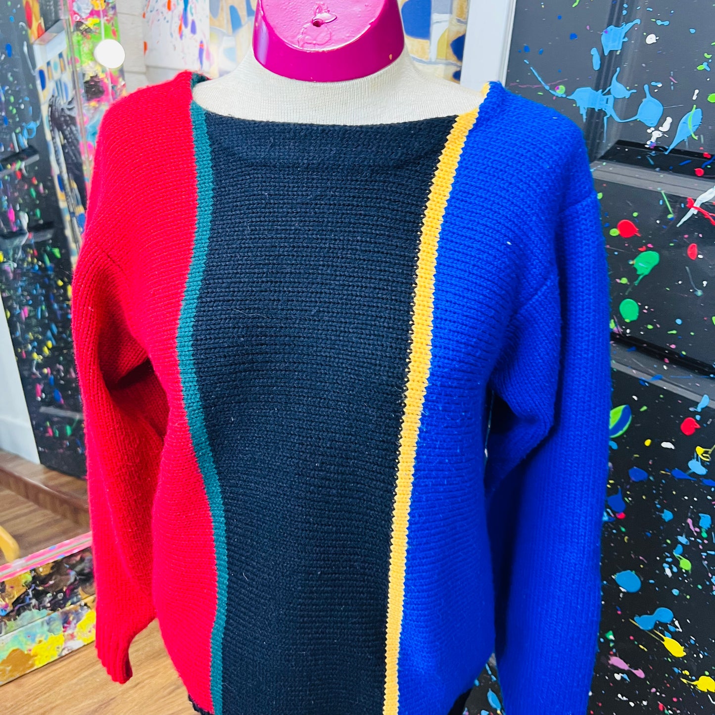 Vintage Color block Sweater (12)