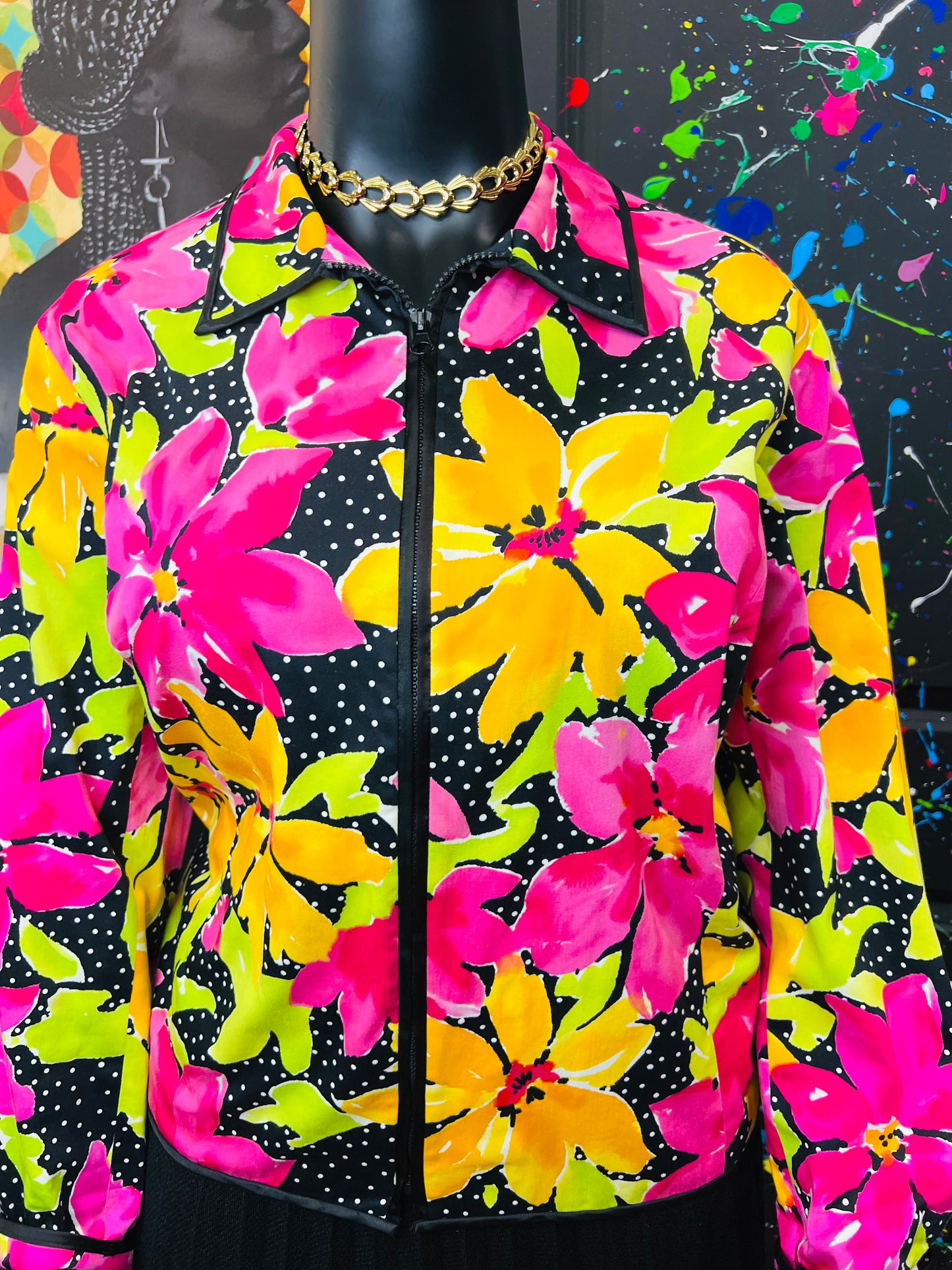 Vintage Floral & Polka Dot Jacket