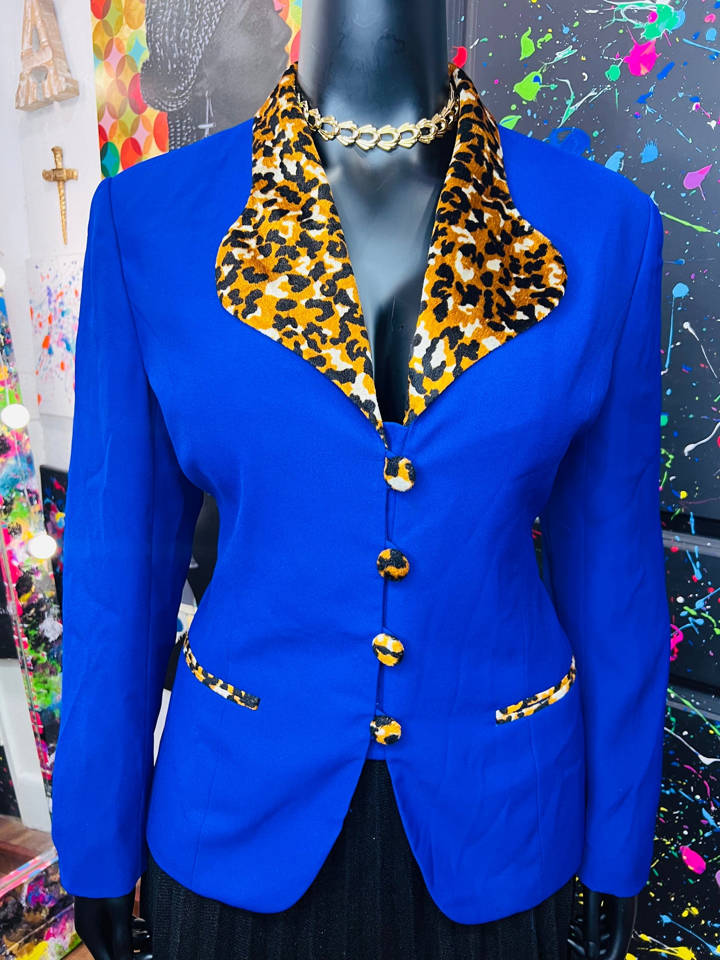 Vintage Animal Print Lapel Blazer (16)