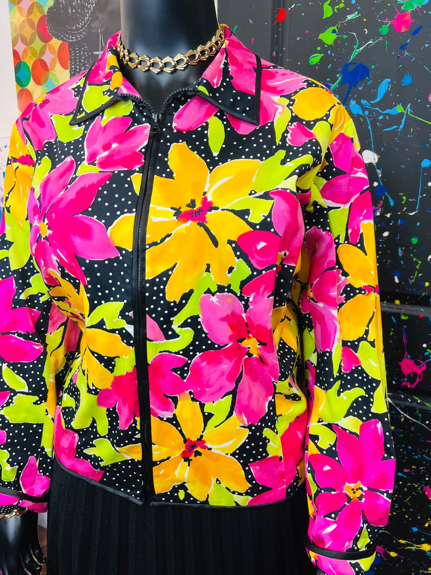 Vintage Floral & Polka Dot Jacket