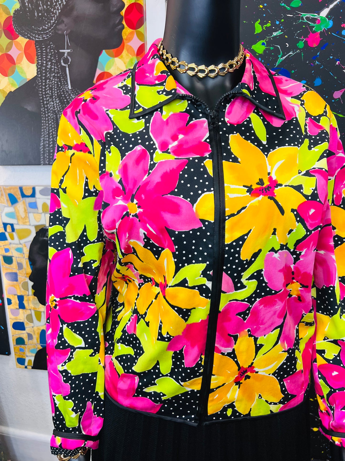 Vintage Floral & Polka Dot Jacket