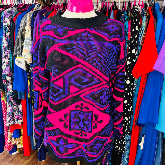 Vintage Pink Purple & Black Sweater (14)