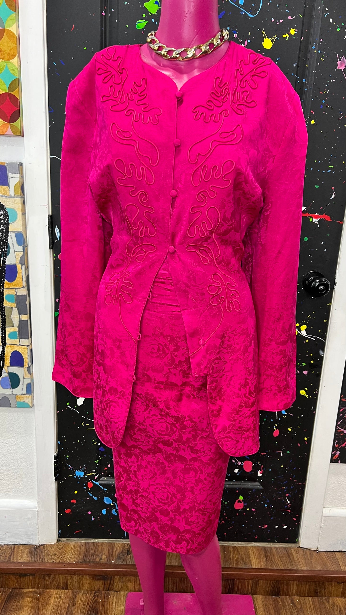 Vintage Maggie London 100% Silk Suit