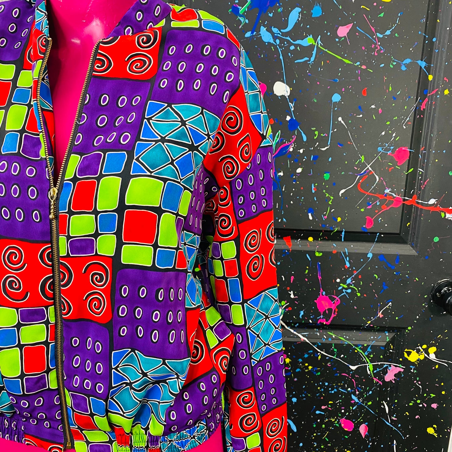 Vintage Retro Print Bomber