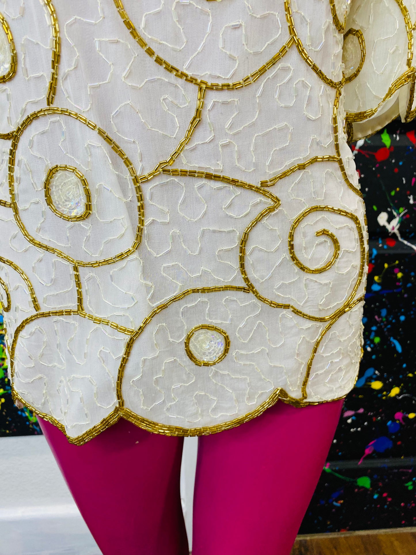 Vintage 100% Silk Sequin Blouse