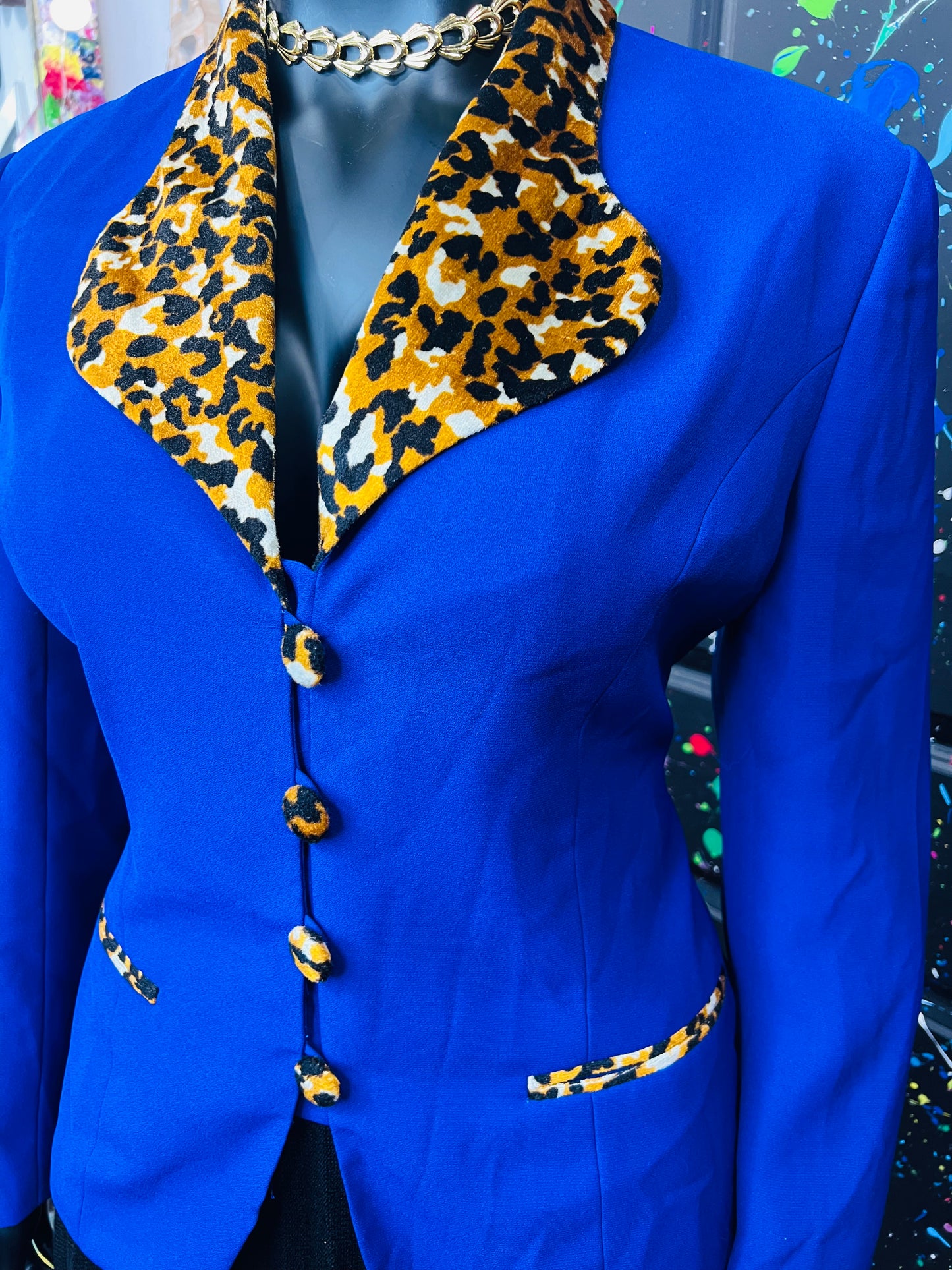 Vintage Animal Print Lapel Blazer (16)