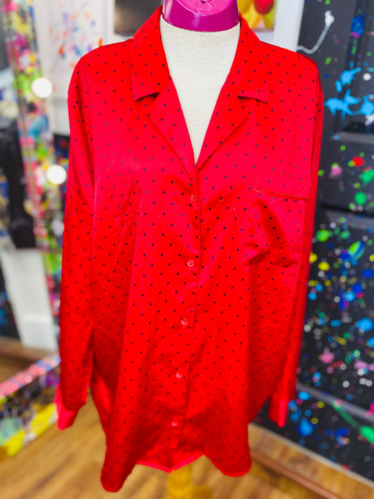 Vintage Black & Red Polka Dot Blouse (18)