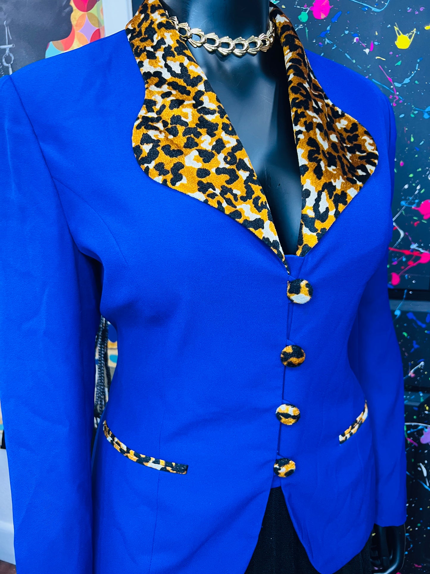 Vintage Animal Print Lapel Blazer (16)