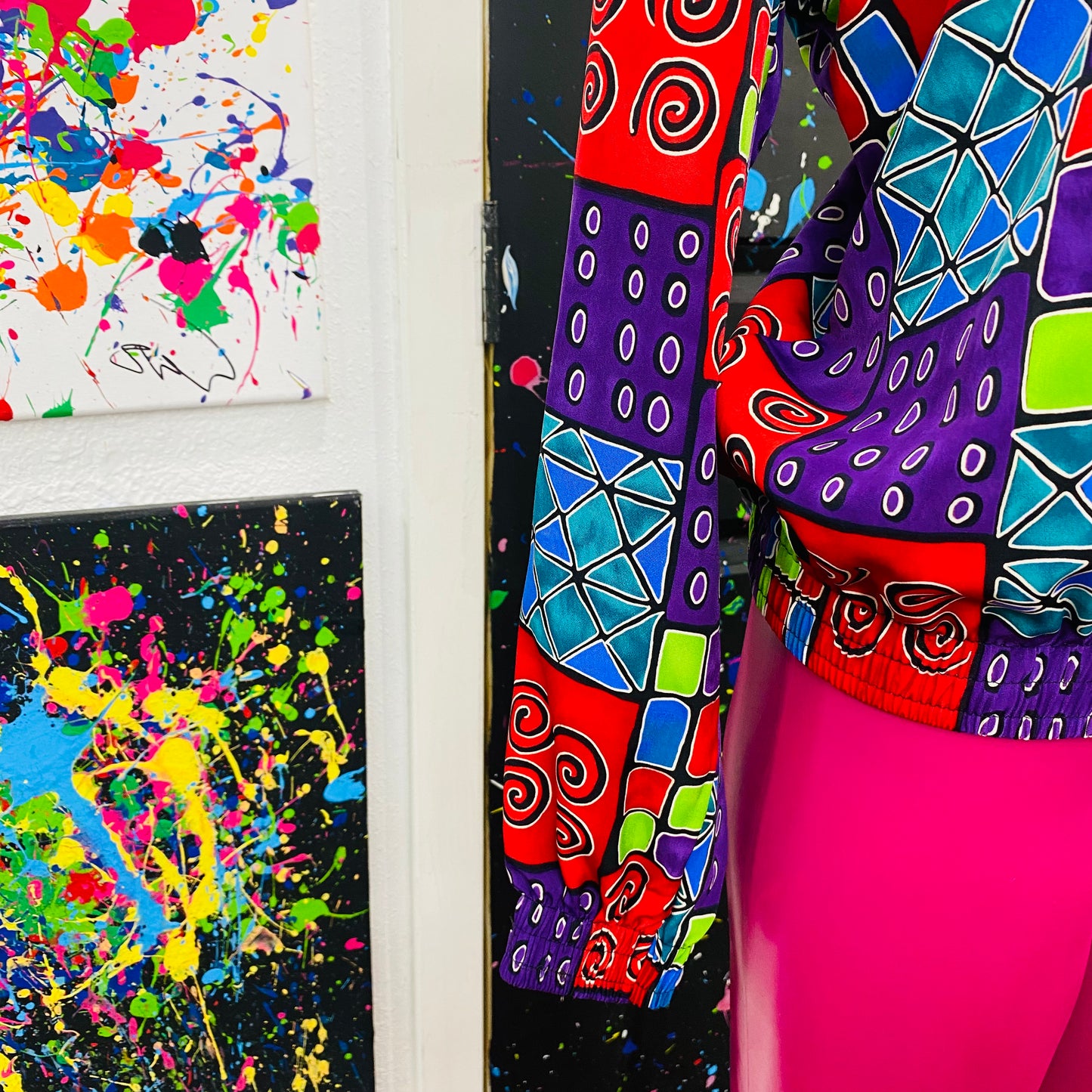 Vintage Retro Print Bomber