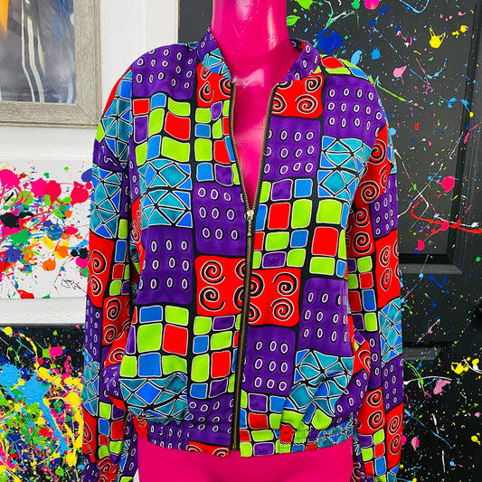 Vintage Retro Print Bomber