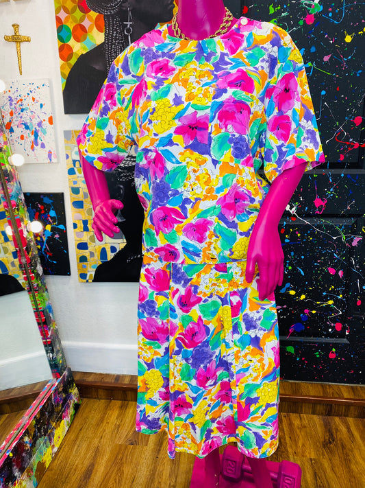 Vintage Vibrant Floral Skirt Set (12)
