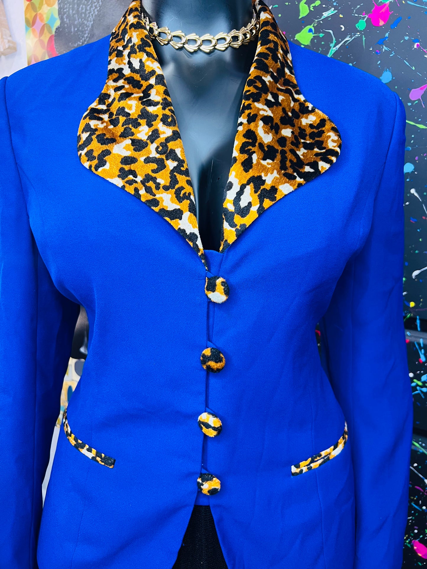 Vintage Animal Print Lapel Blazer (16)