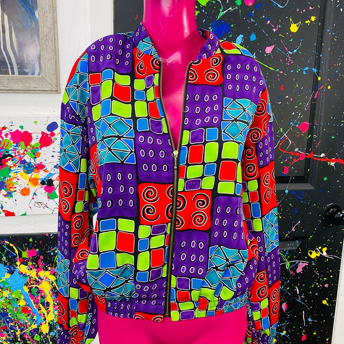 Vintage Retro Print Bomber