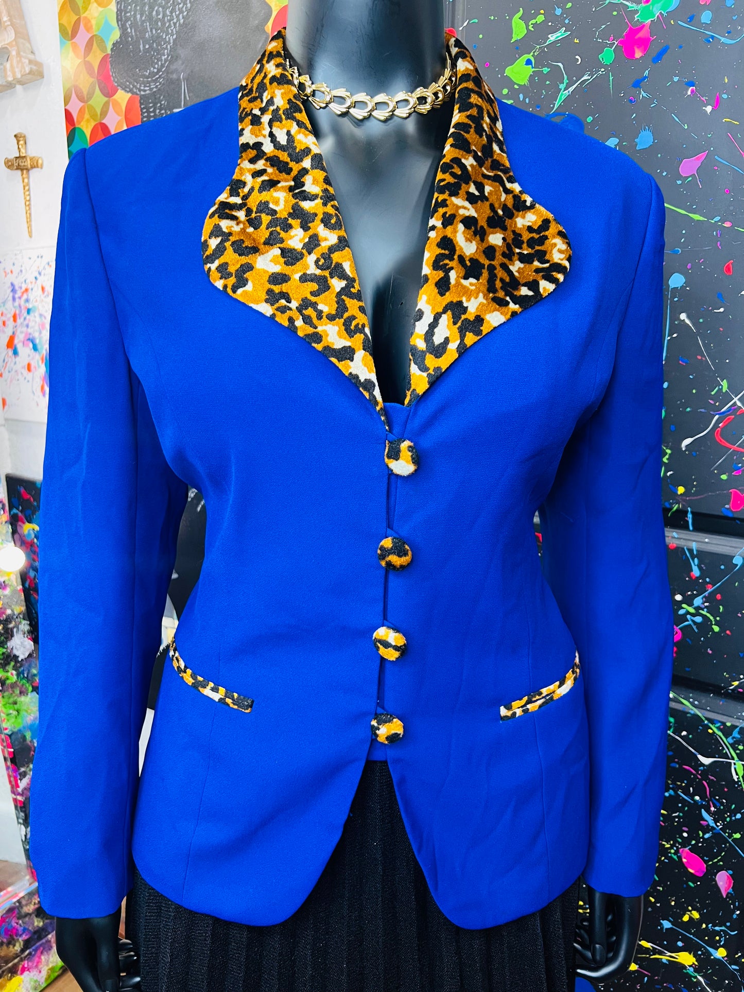 Vintage Animal Print Lapel Blazer (16)