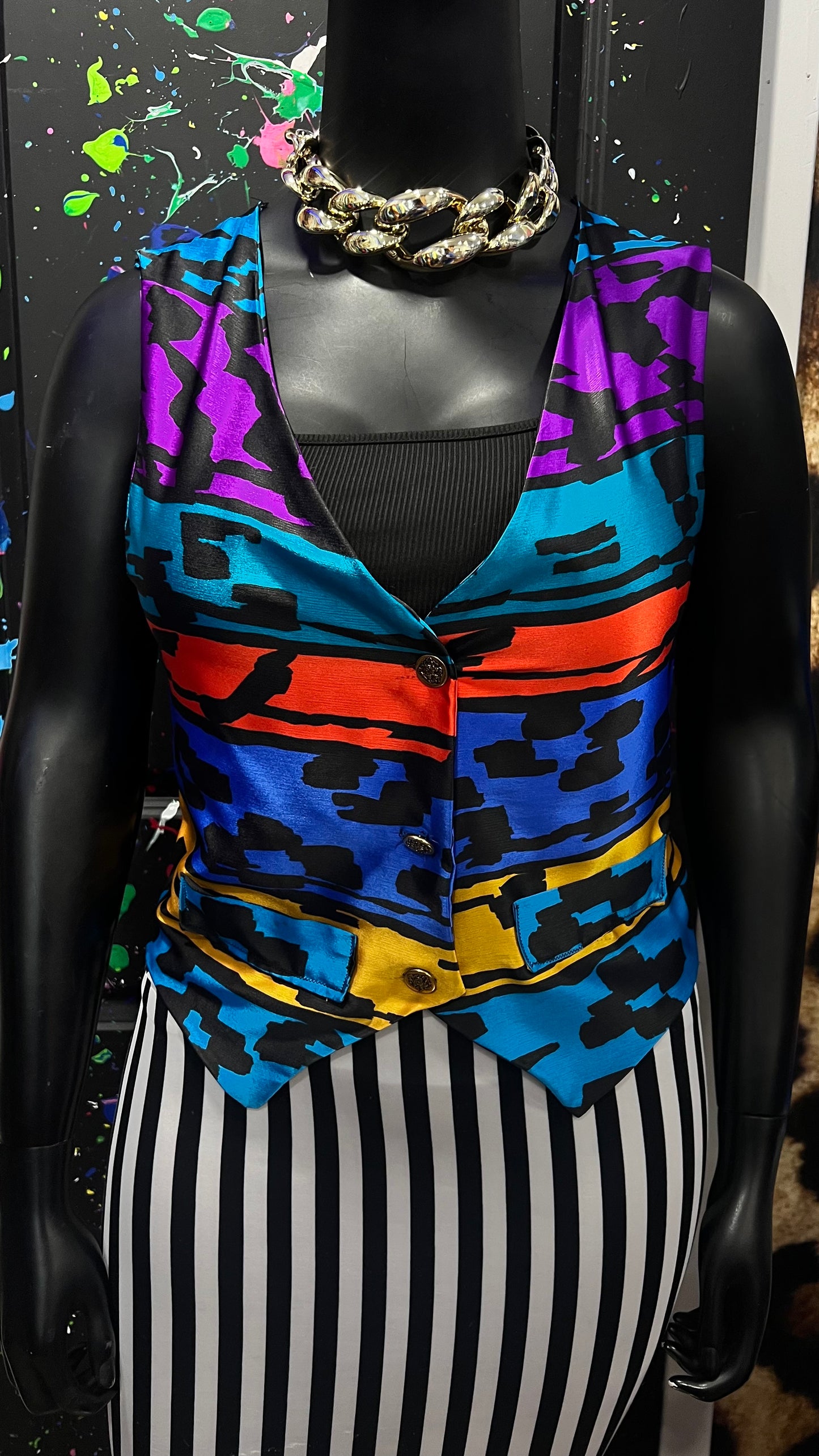 Vintage Abstract Polyester Vest (12/14)