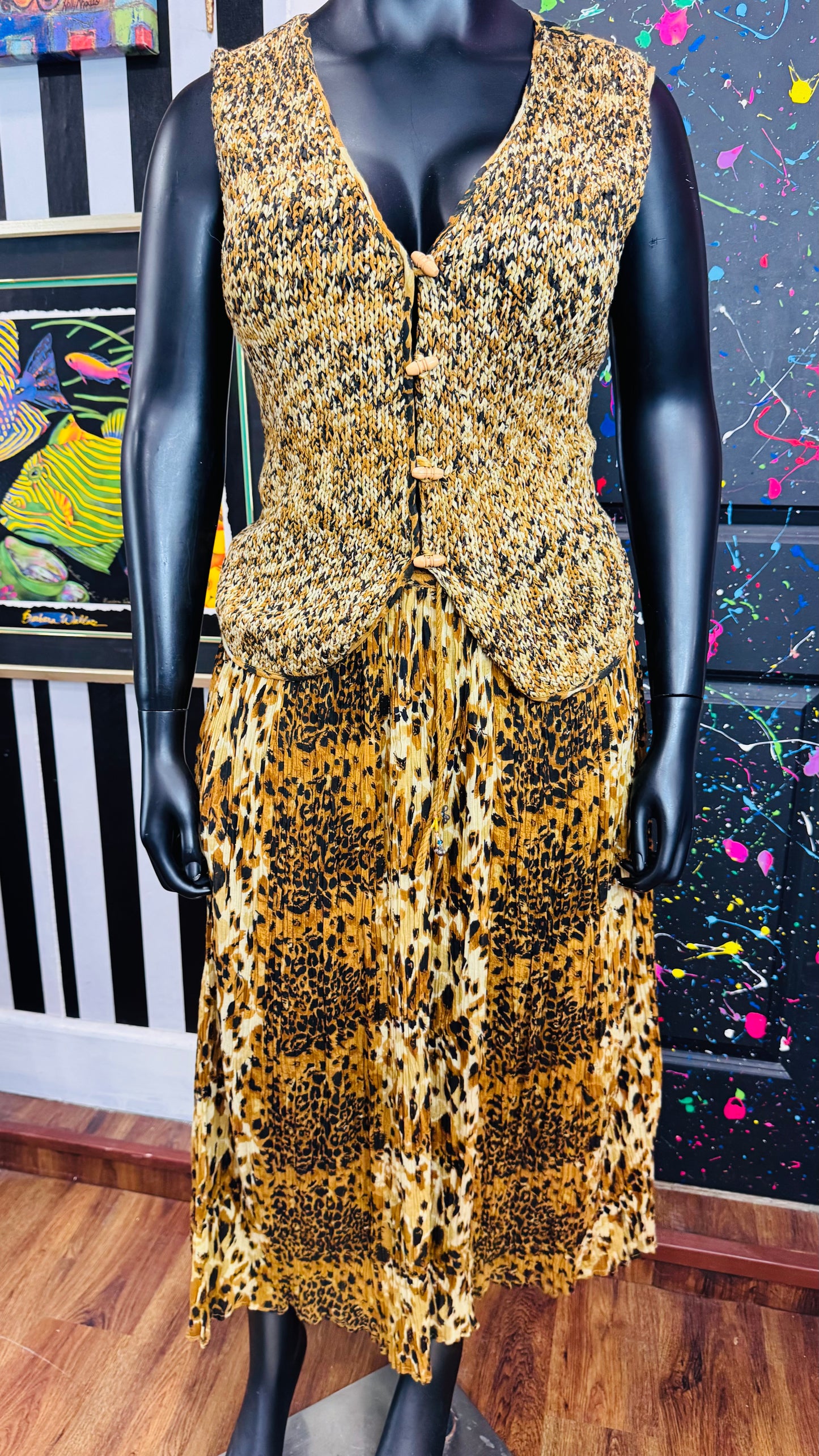 Vintage Knit Vest & Rayon Skirt (16)
