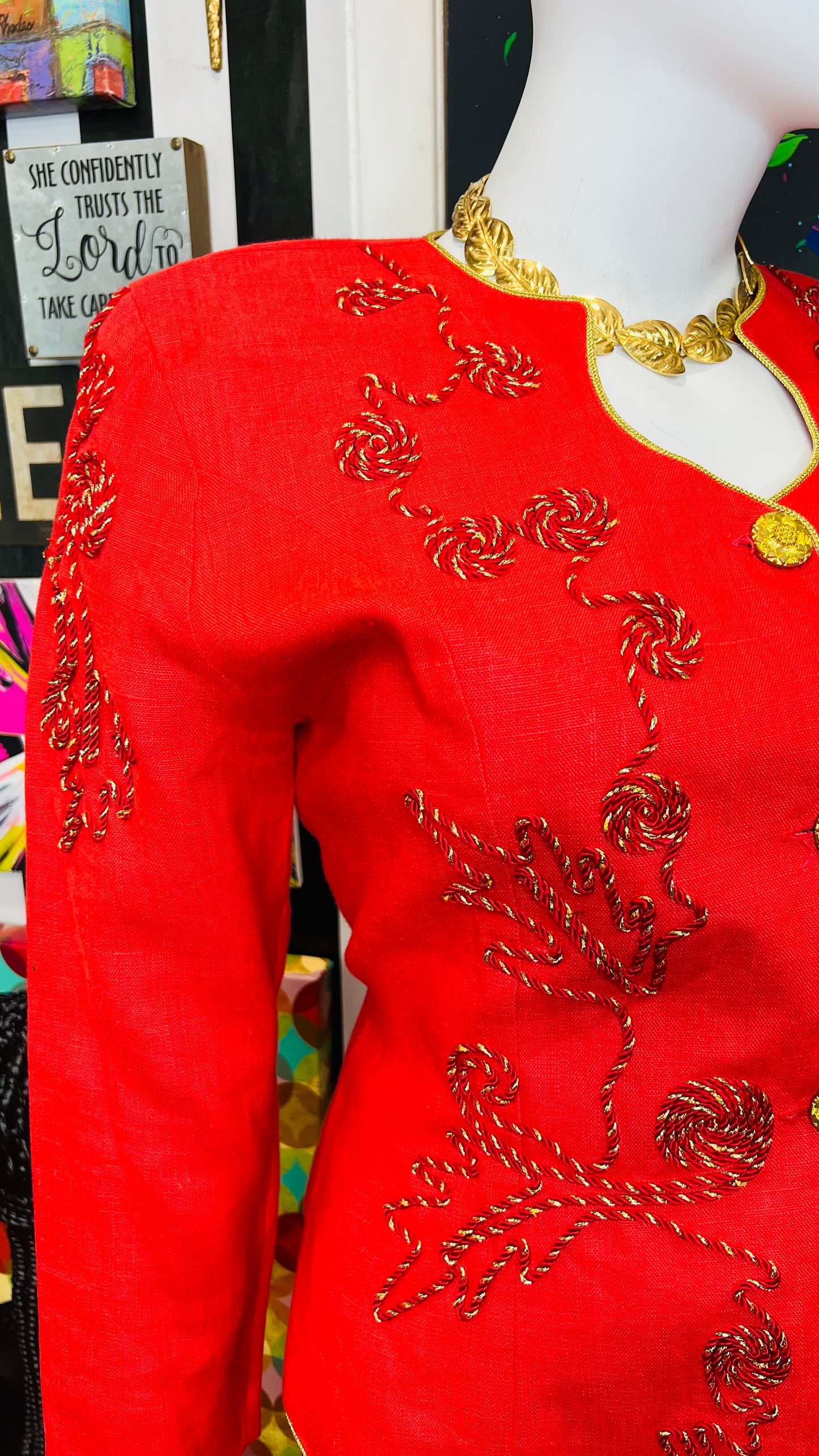 Vintage Gold & Red Skirt Suit (18)