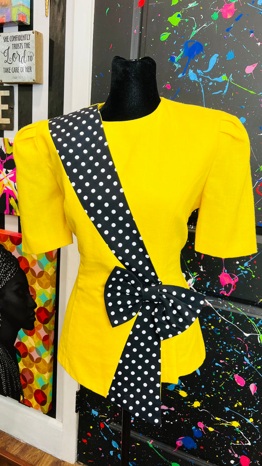 Vintage Polka Dot & Yellow Blouse (12)