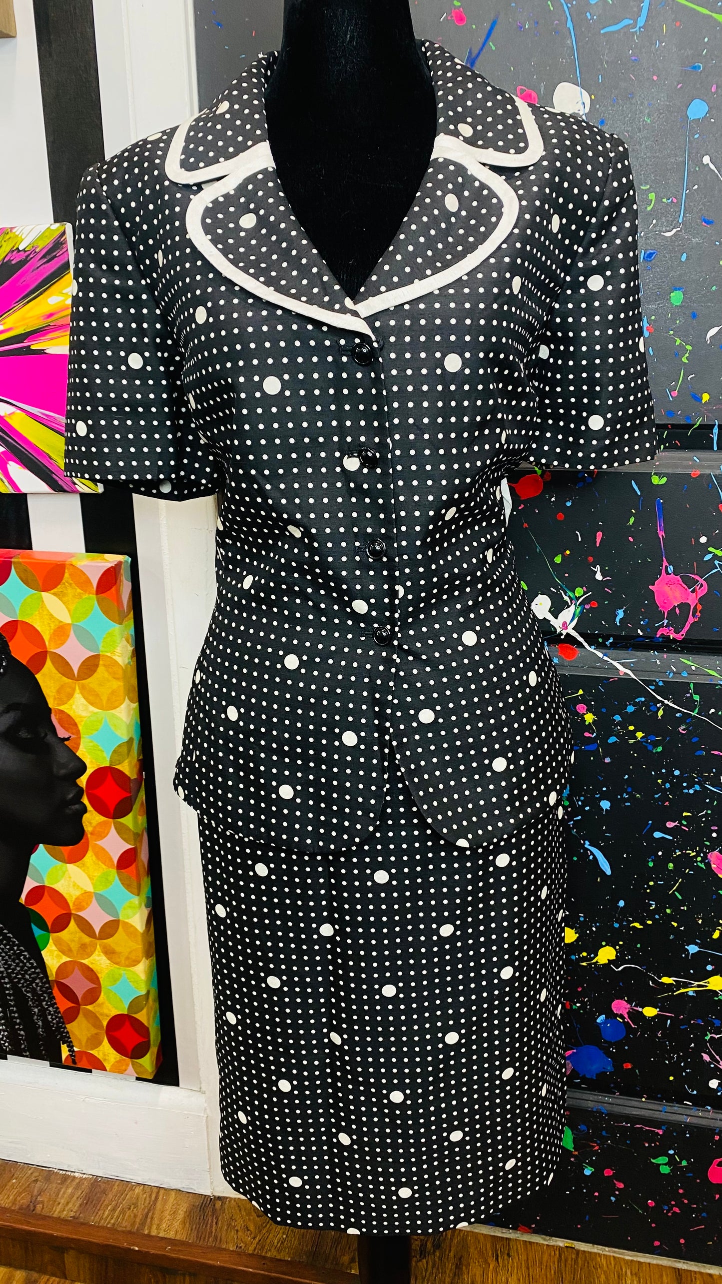 Vintage Polka Dot Skirt Suit- Deadstock (12)