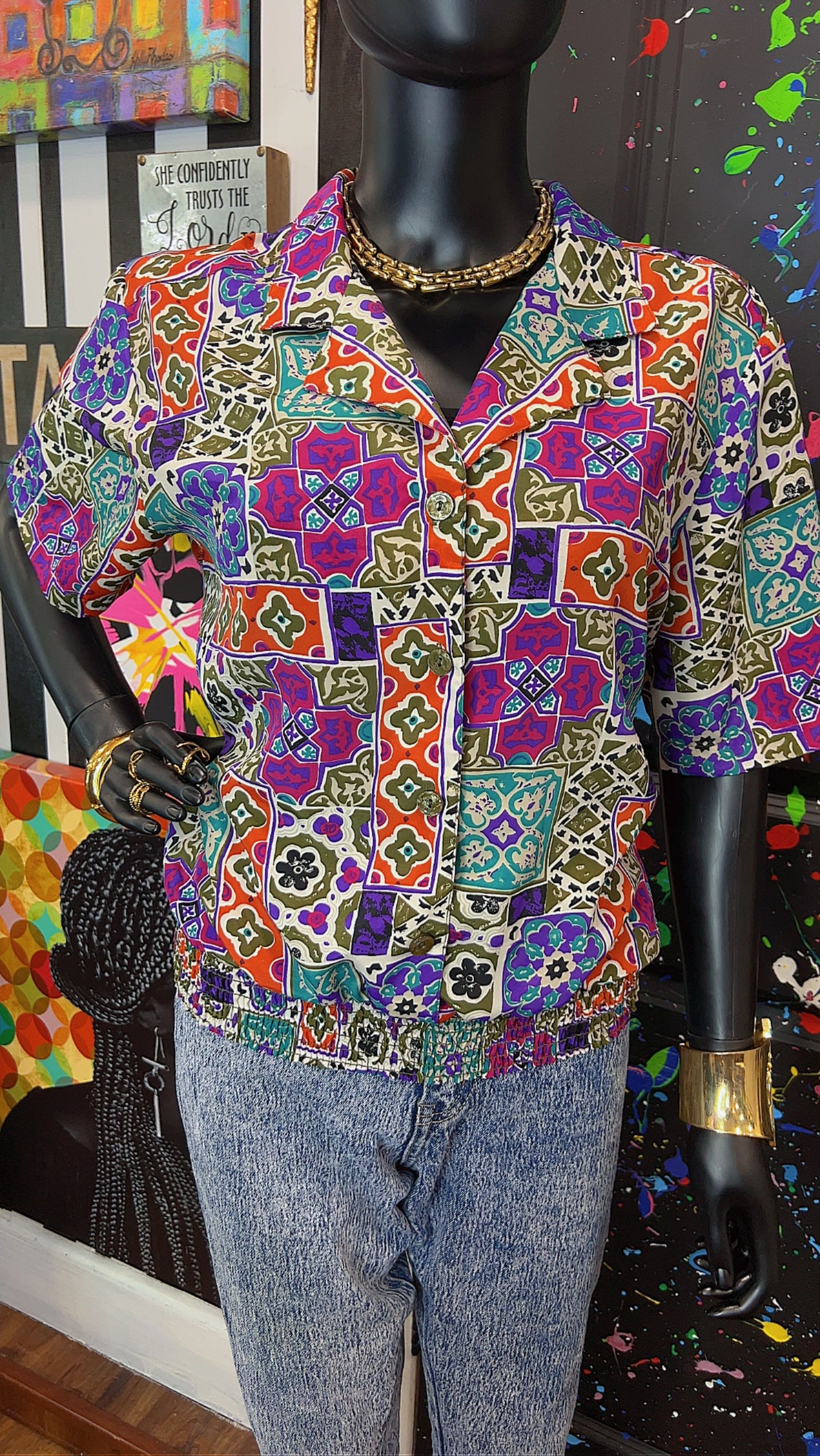 Vintage Mix Print Blouse (12)