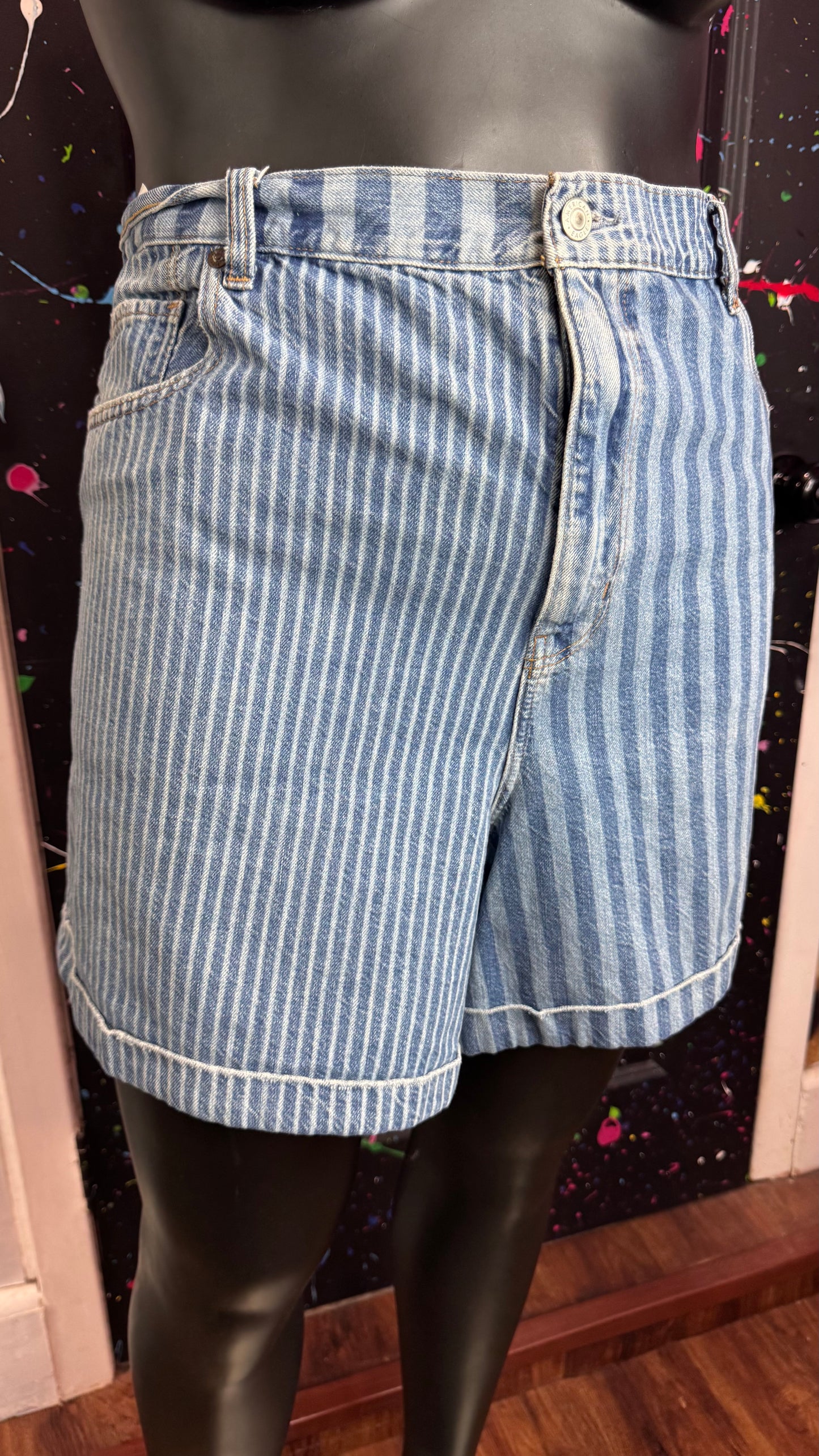American Eagle Striped Jean Shorts (24) *KC