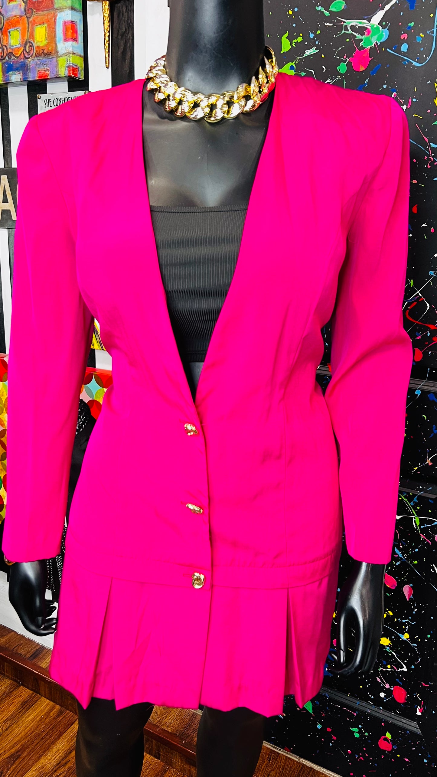 Vintage Pink Pleated Bottom Dress (15/16)