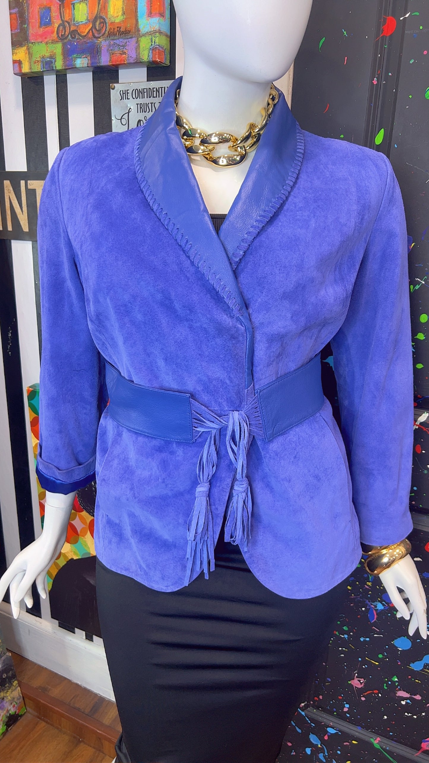 Vintage Suede Leather Jacket with Belt (18)