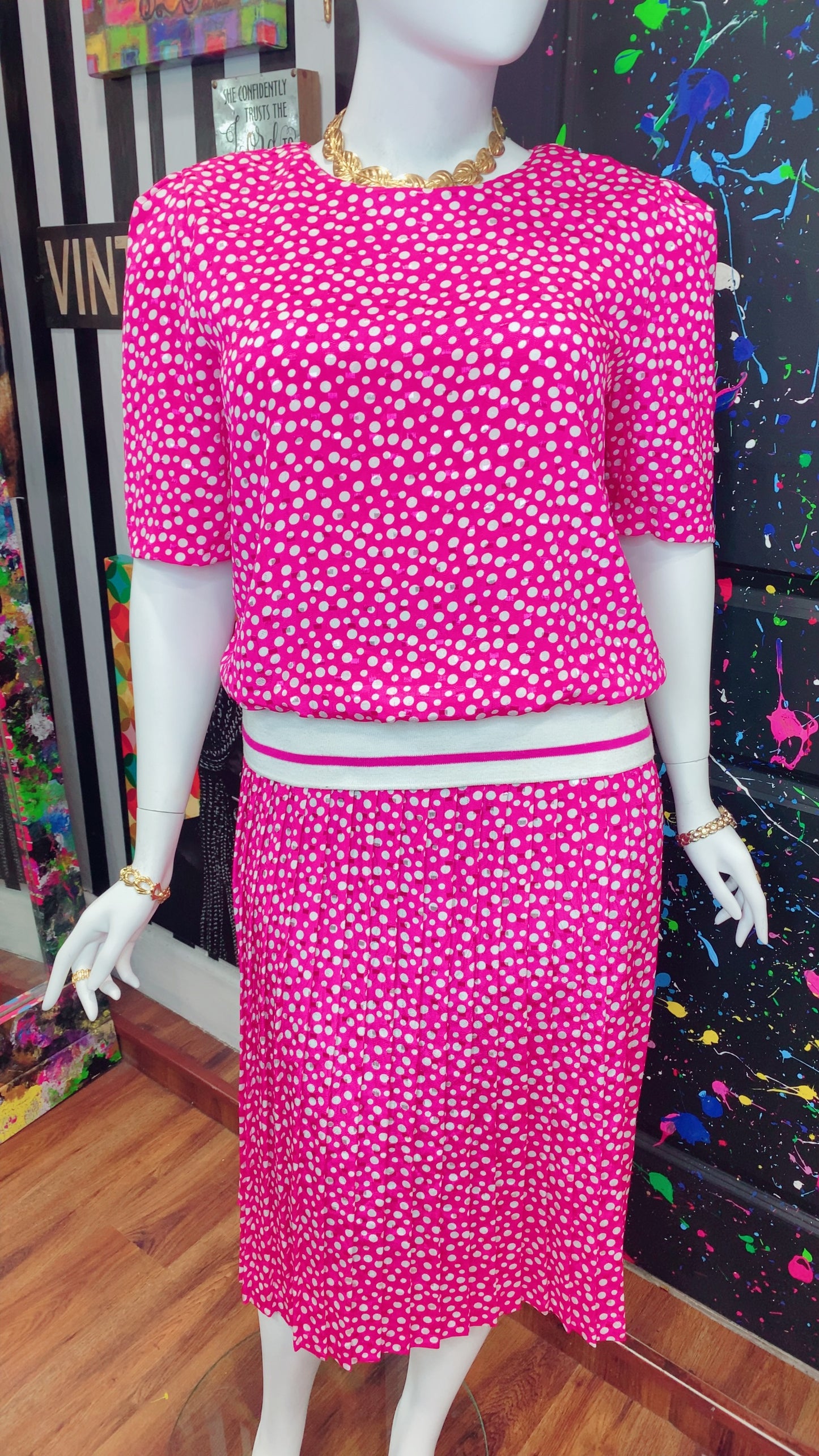 Pink & White Polka Dot Dress (18)