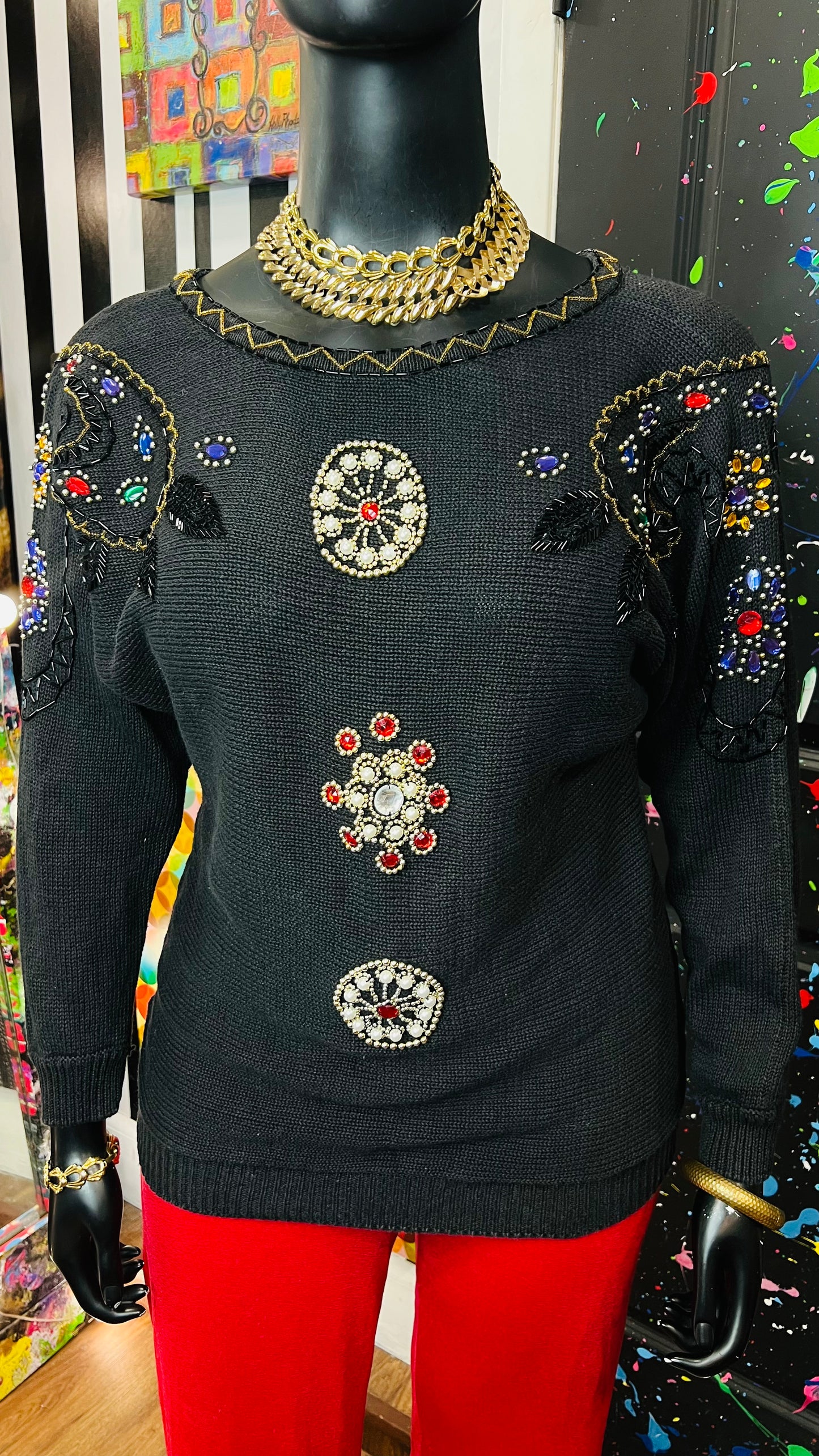 Vintage Sequin Knit  Sweater (16)