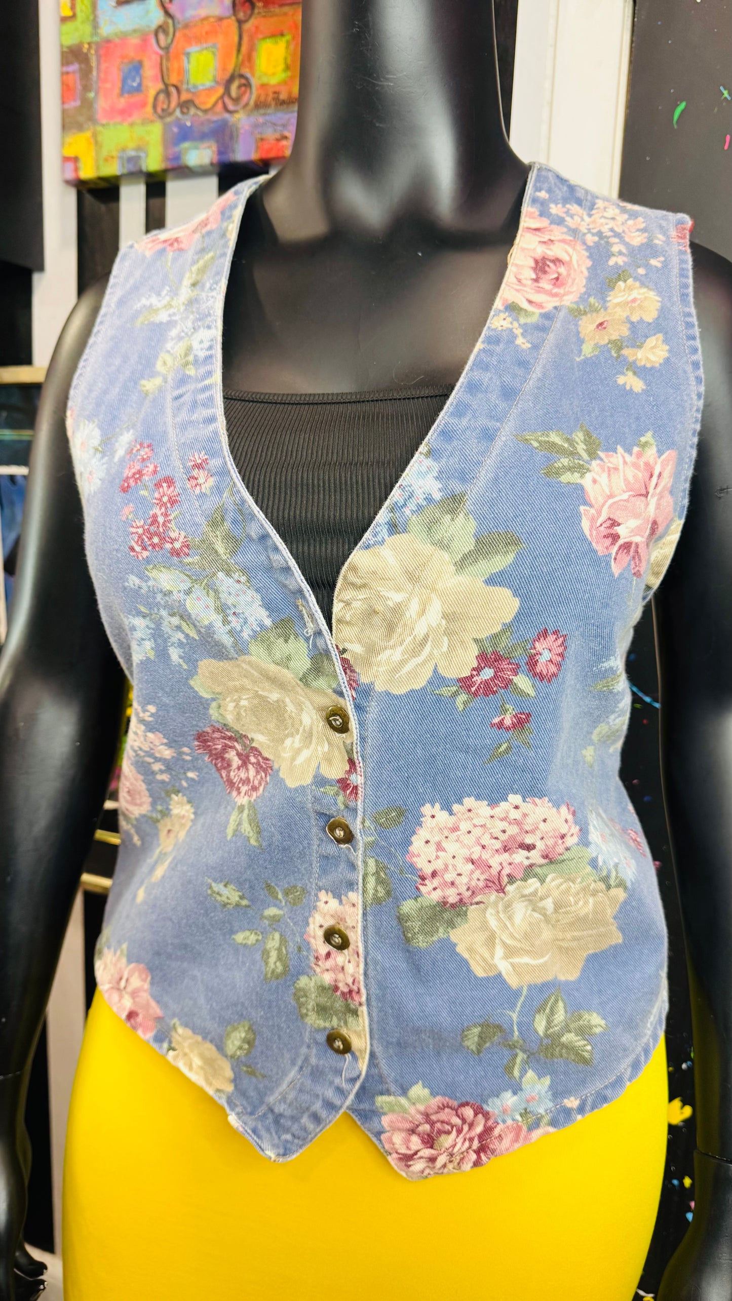 Vintage Denim & Floral Vest (14)