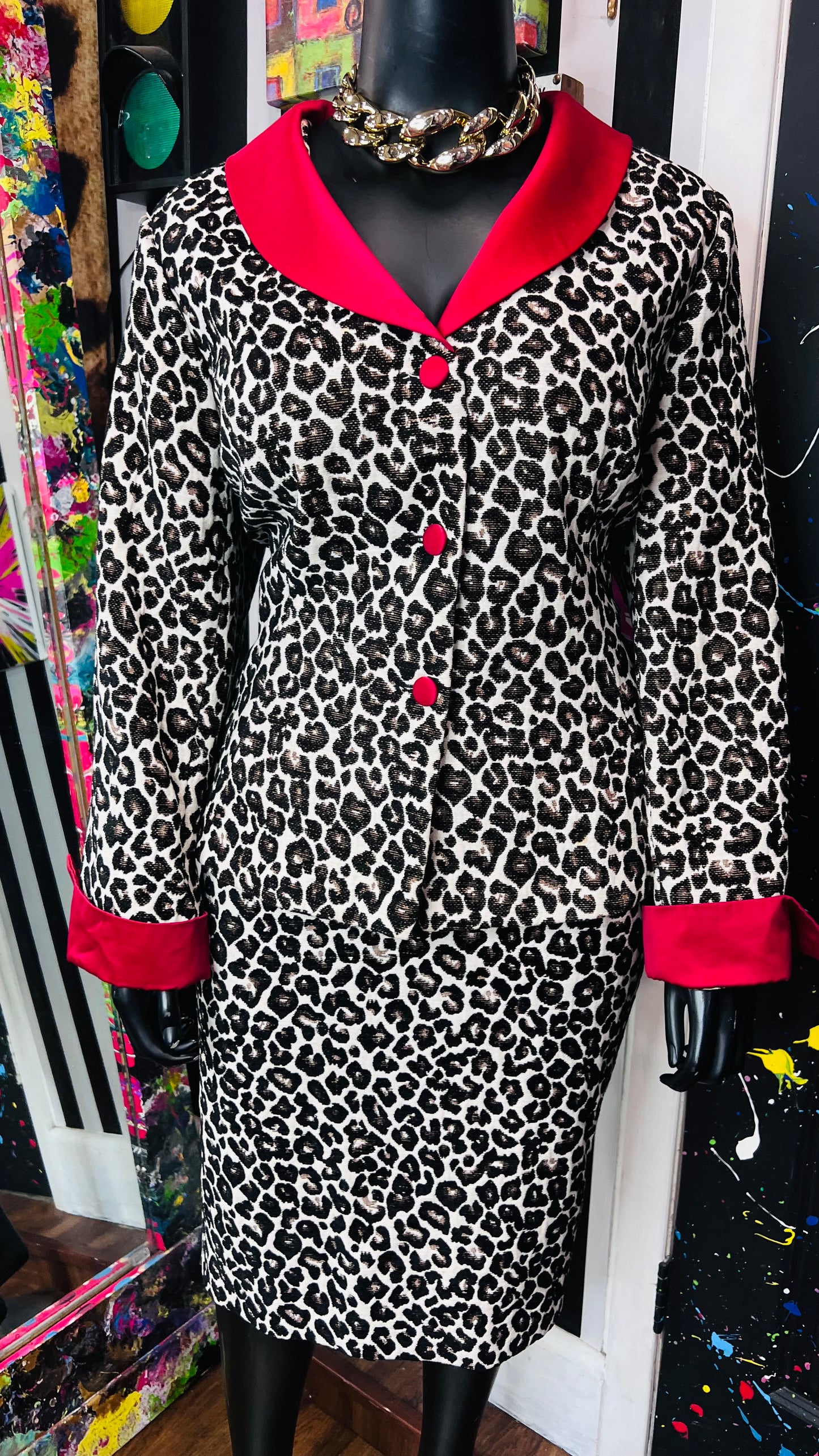 Vintage Cheetah Print Skirt Suit (22W)