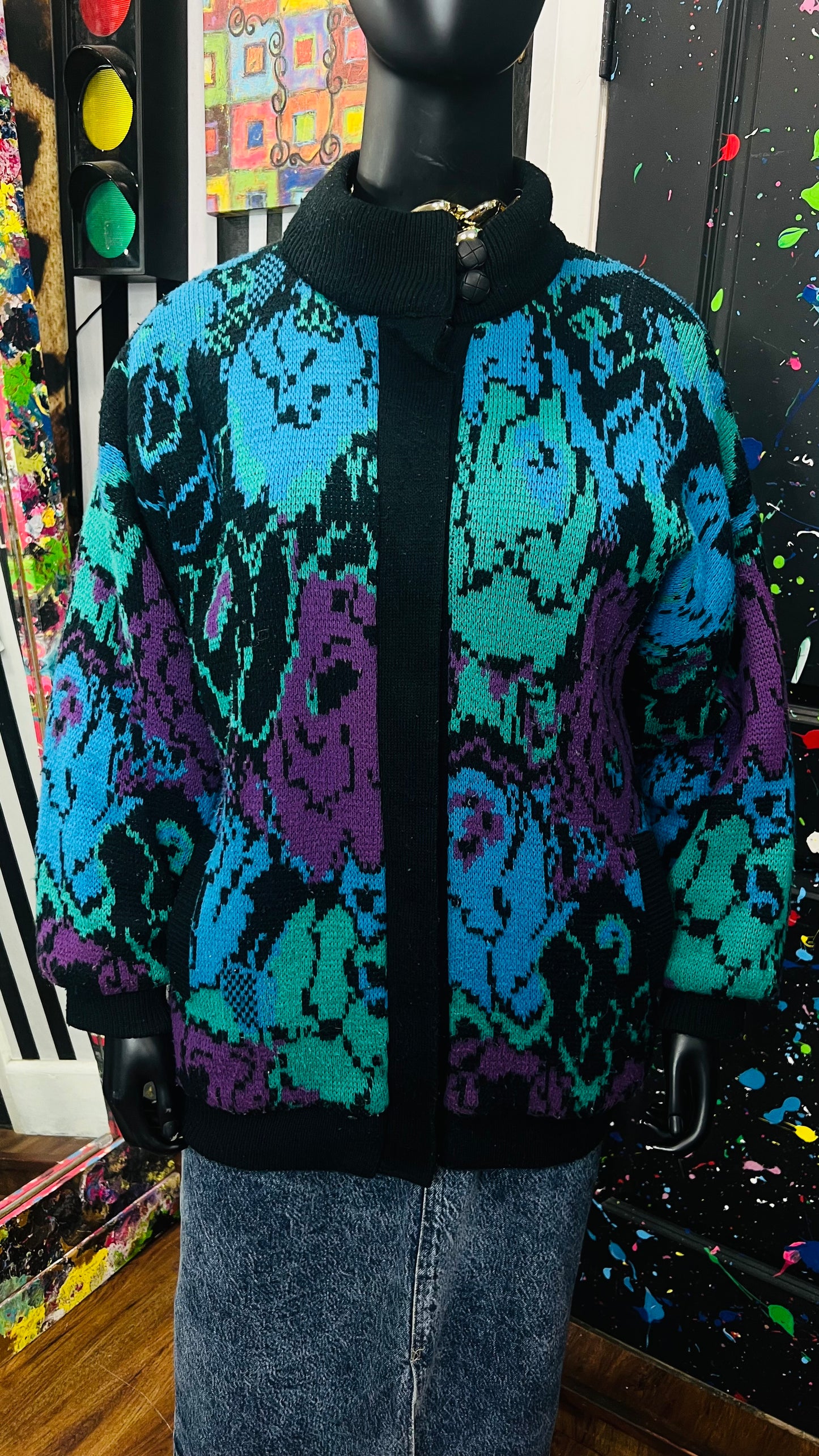 Vintage Think Chunky Knit * Fully Lined Jacket (22)