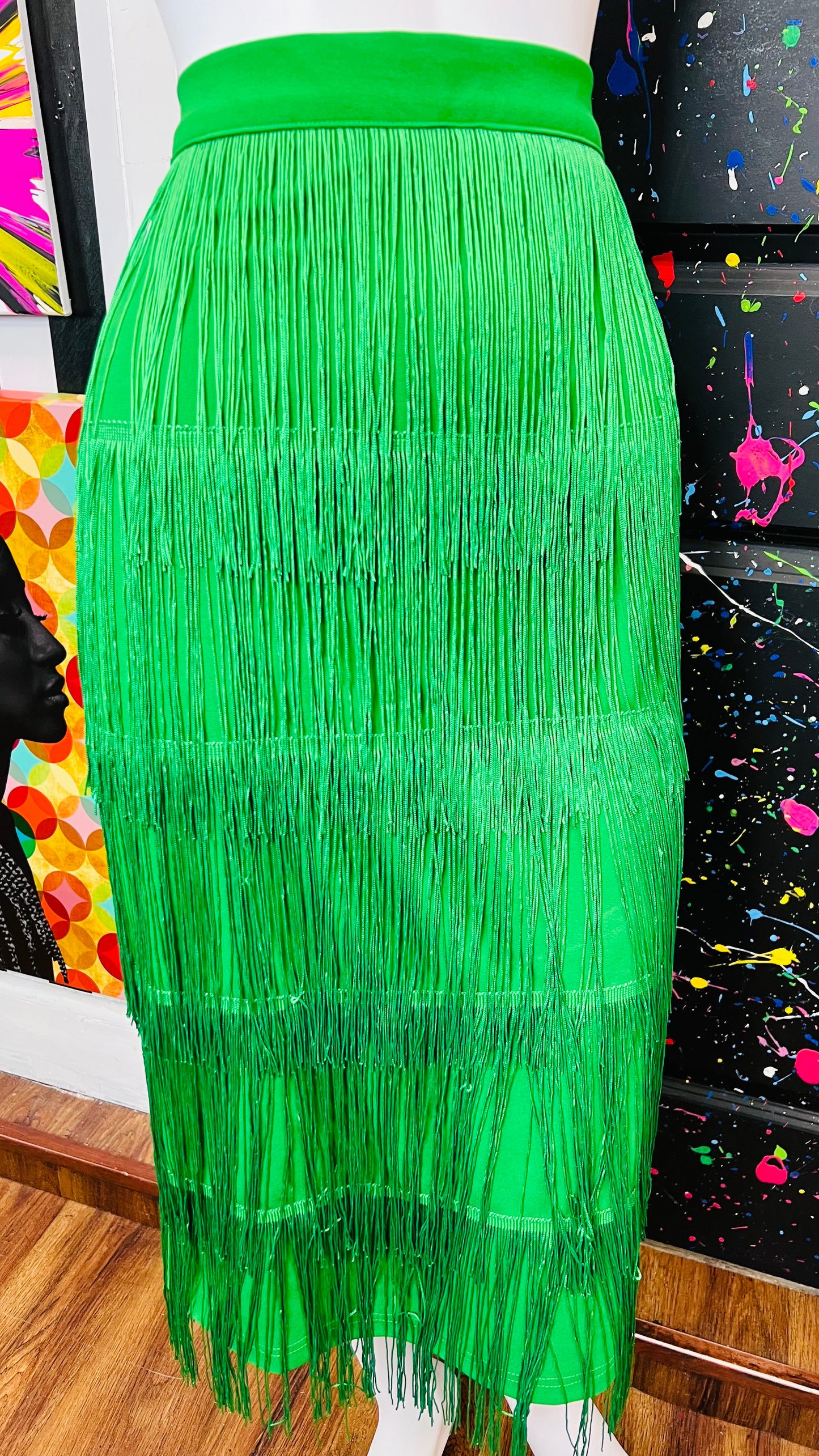 Green Fringe Skirt (14)