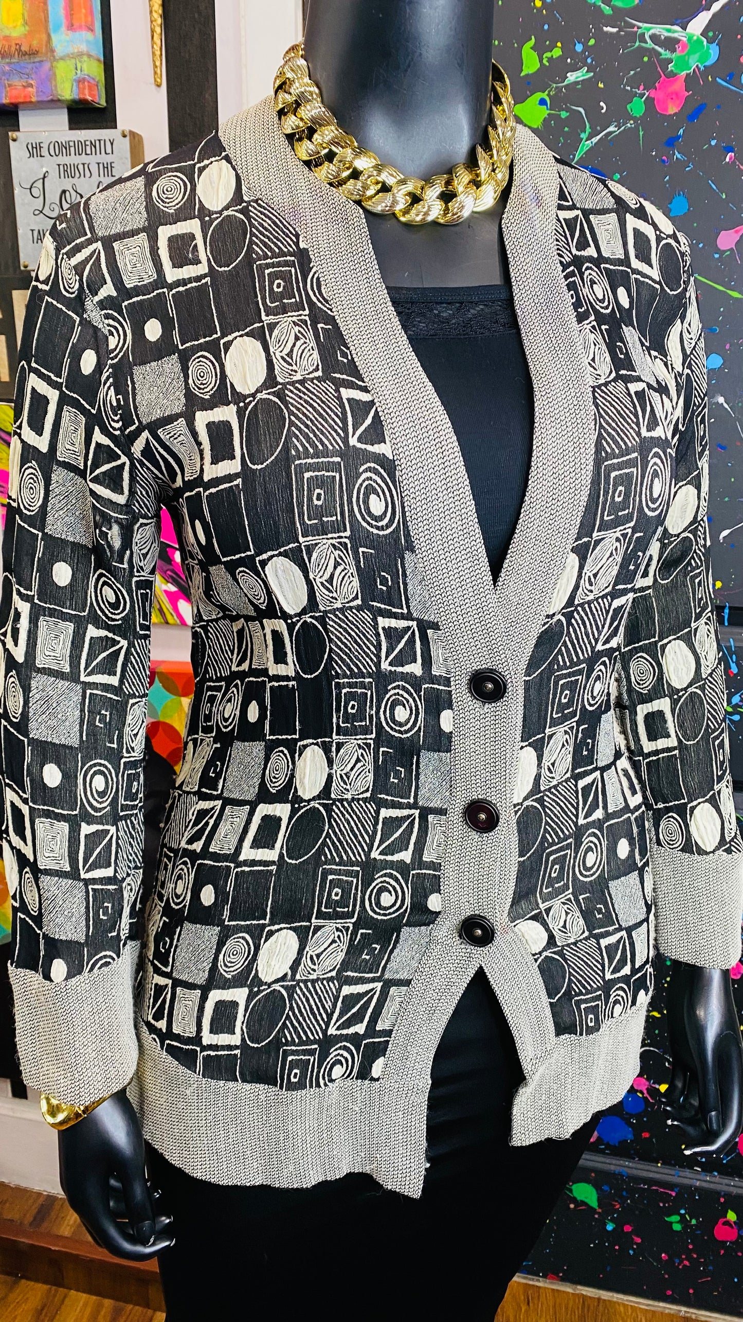 Vintage Black & Beige Blazer (12)