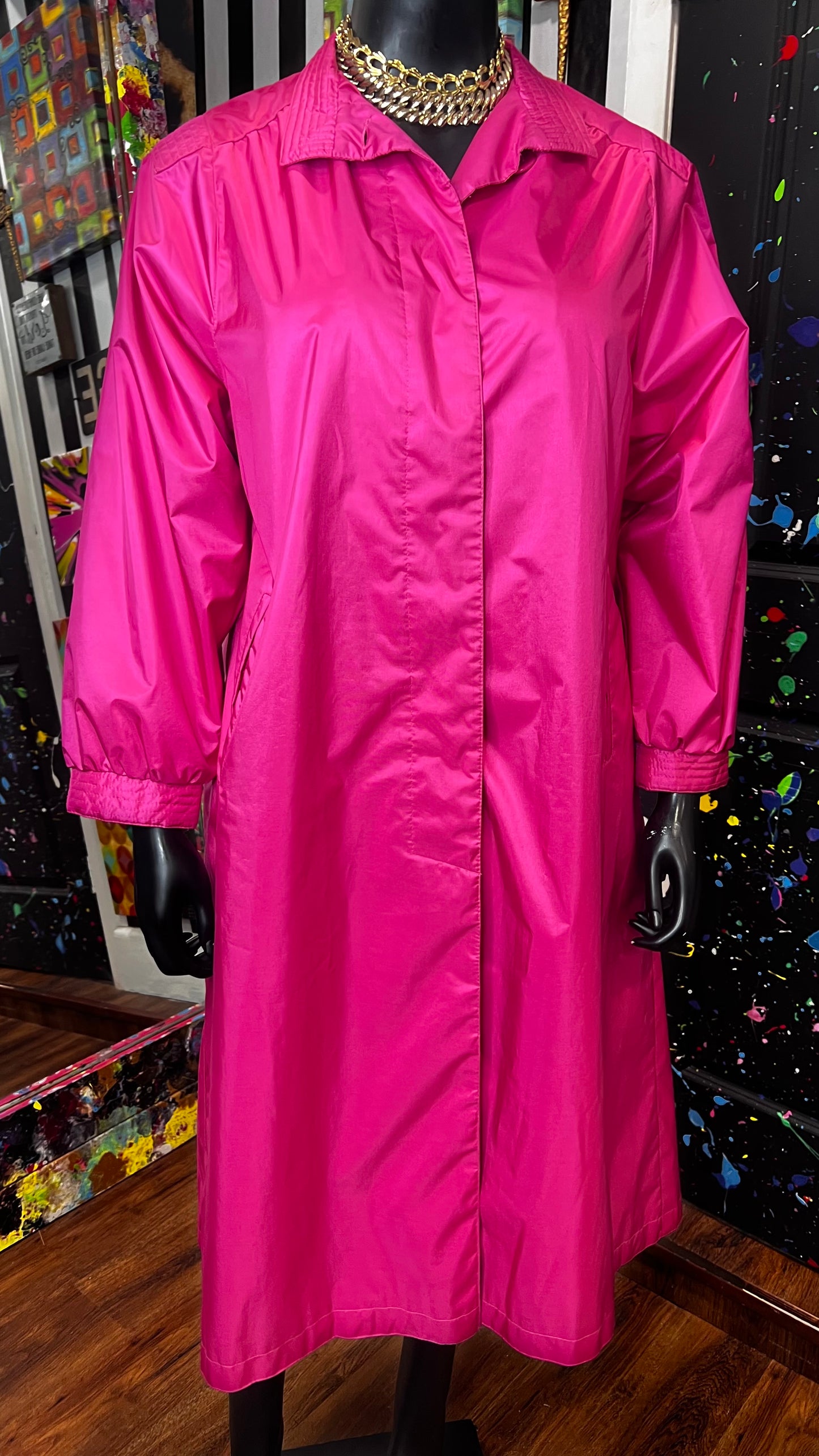 Vintage Fushia Pink Trench Coat (12/14)