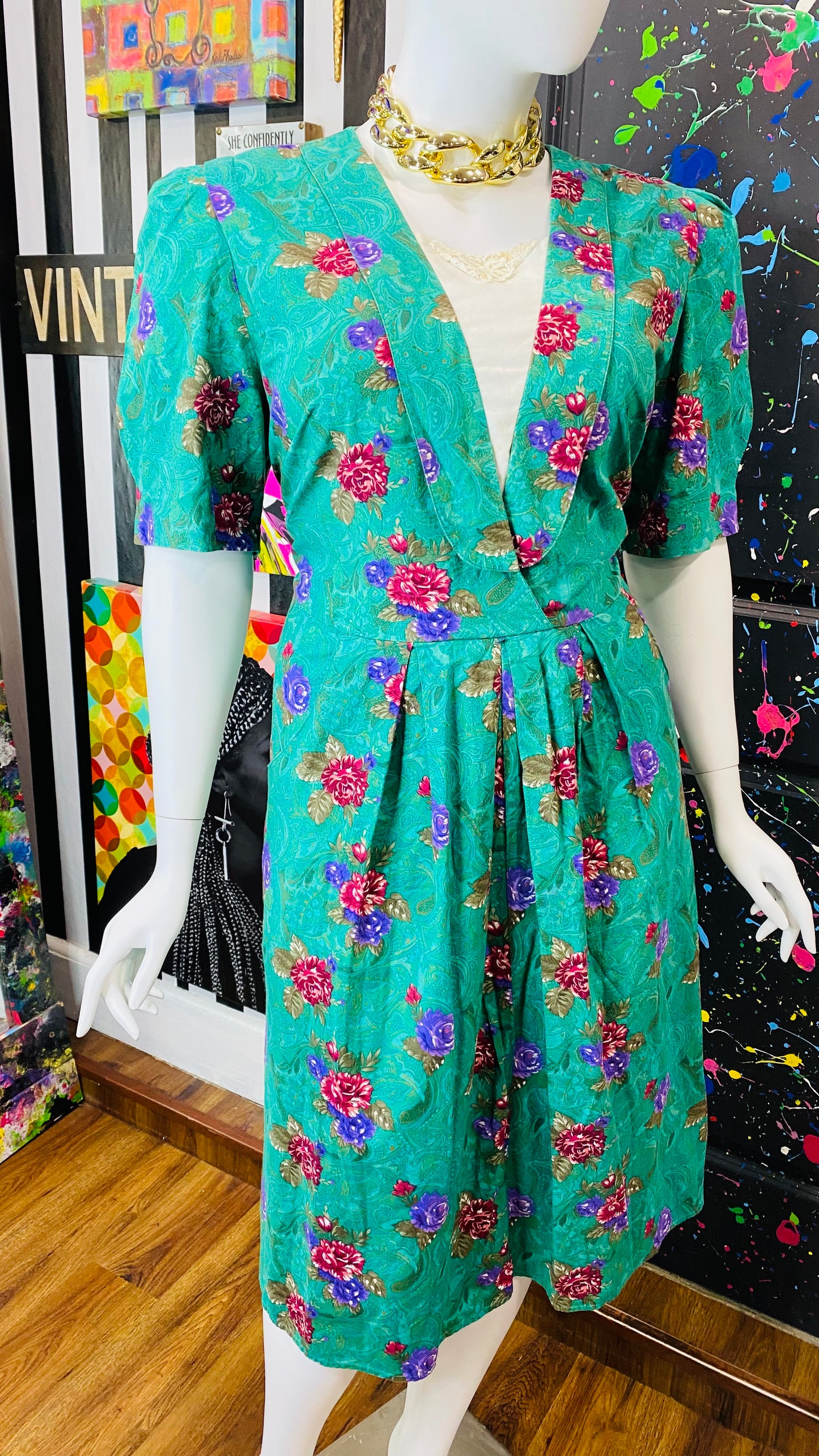 Vintage Floral Dress (22W)