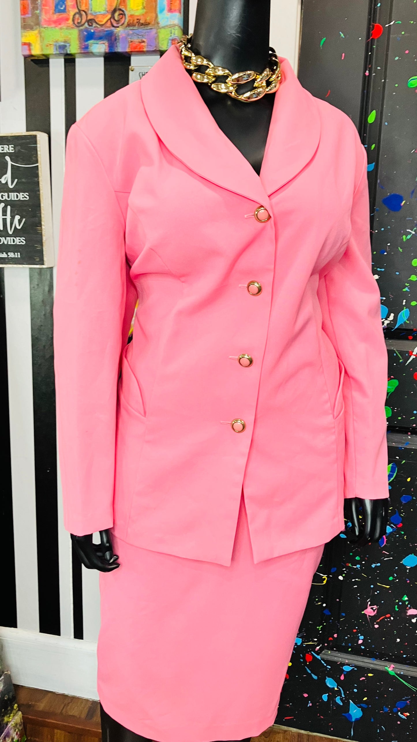 Vintage Pink Skirt Set (26W)