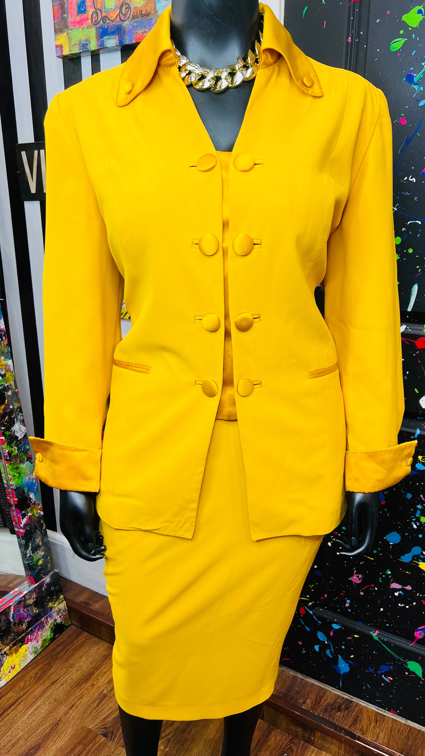 Vintage Gold Skirt Suit (18W)