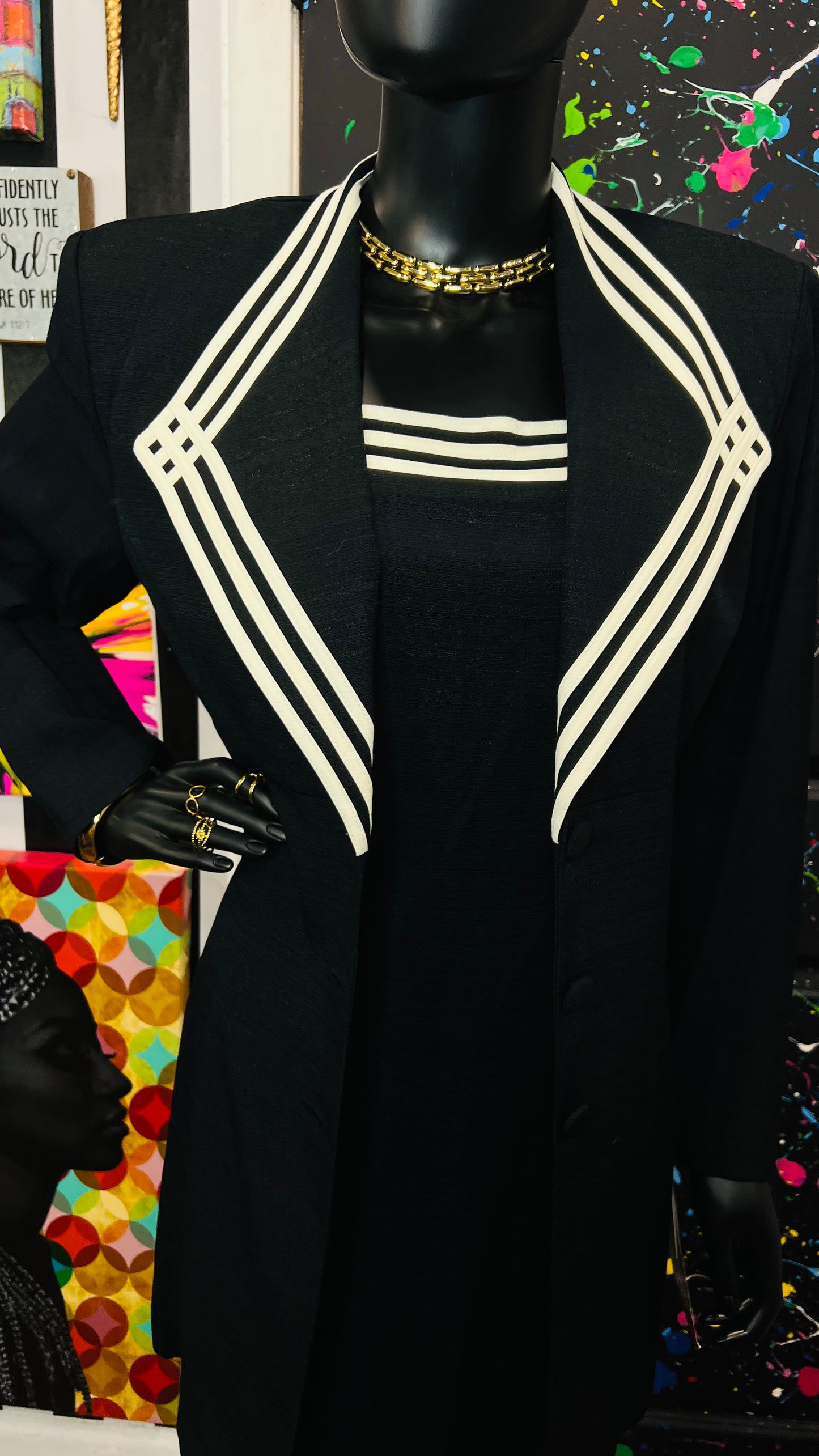 Vintage Black & White Dress & Blazer Set- DeadStock w/Tags (12)